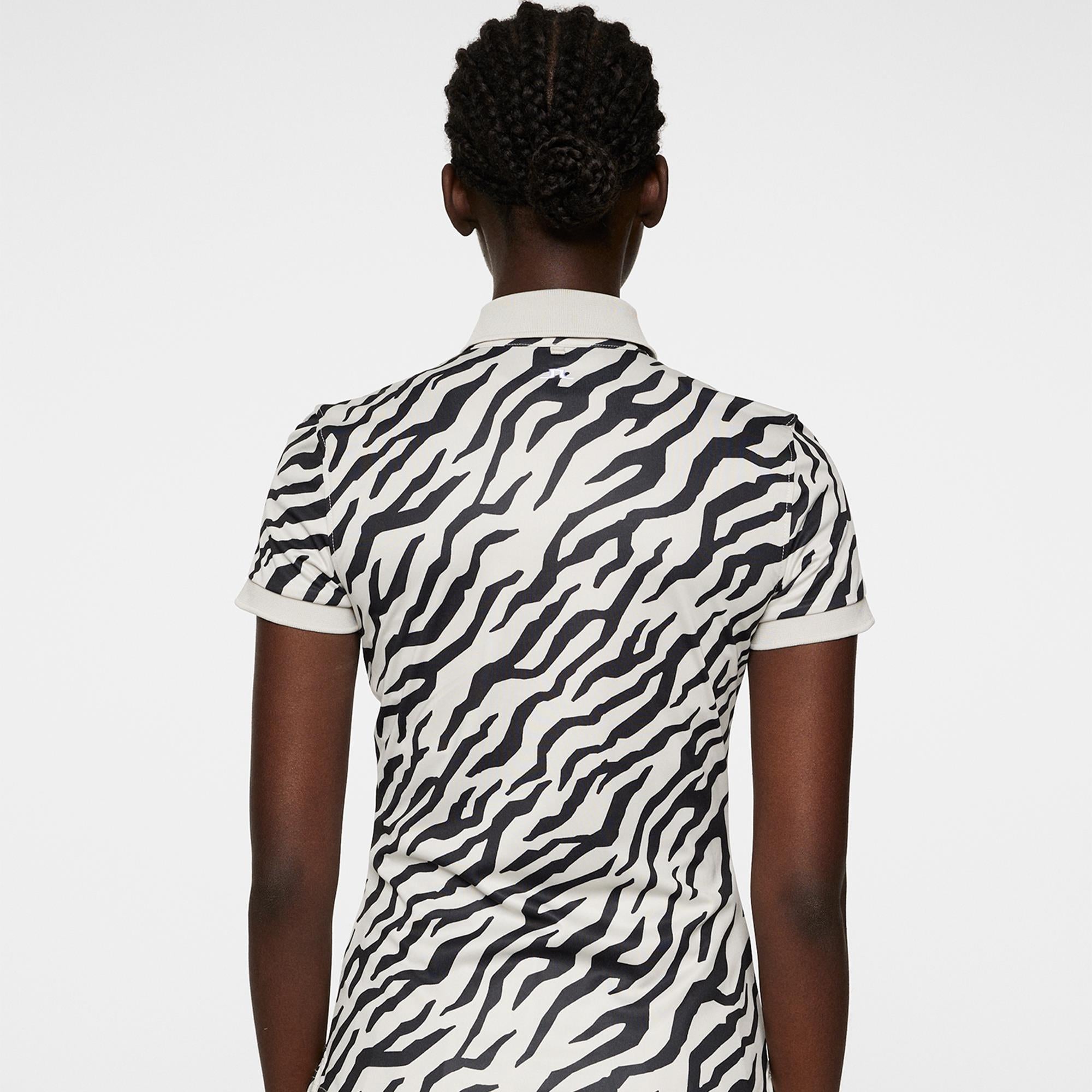 J Lindeberg Tour Tech Print Ladies Golf Polo Shirt Tour Tiger Moonbeam